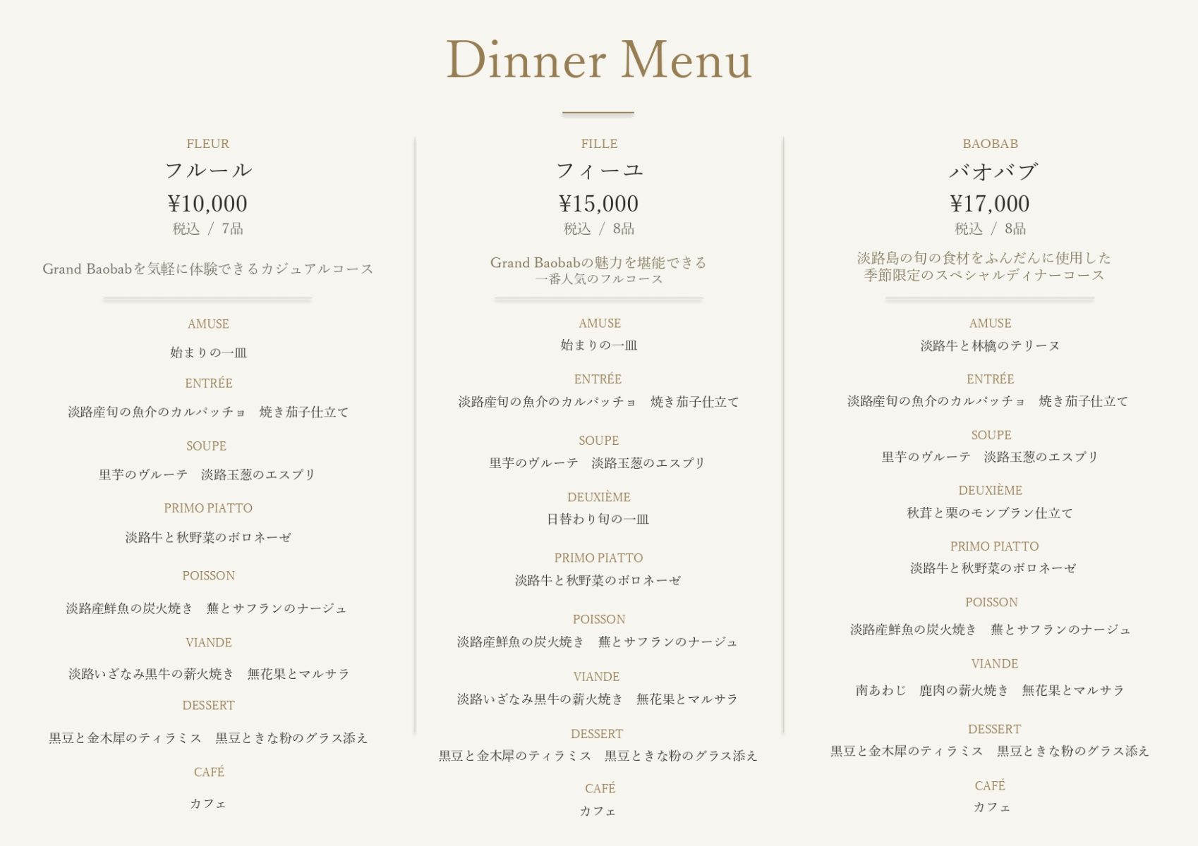 Dinner Menu PC