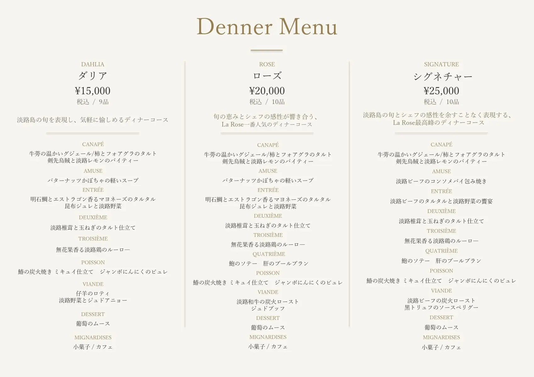 Dinner Menu PC